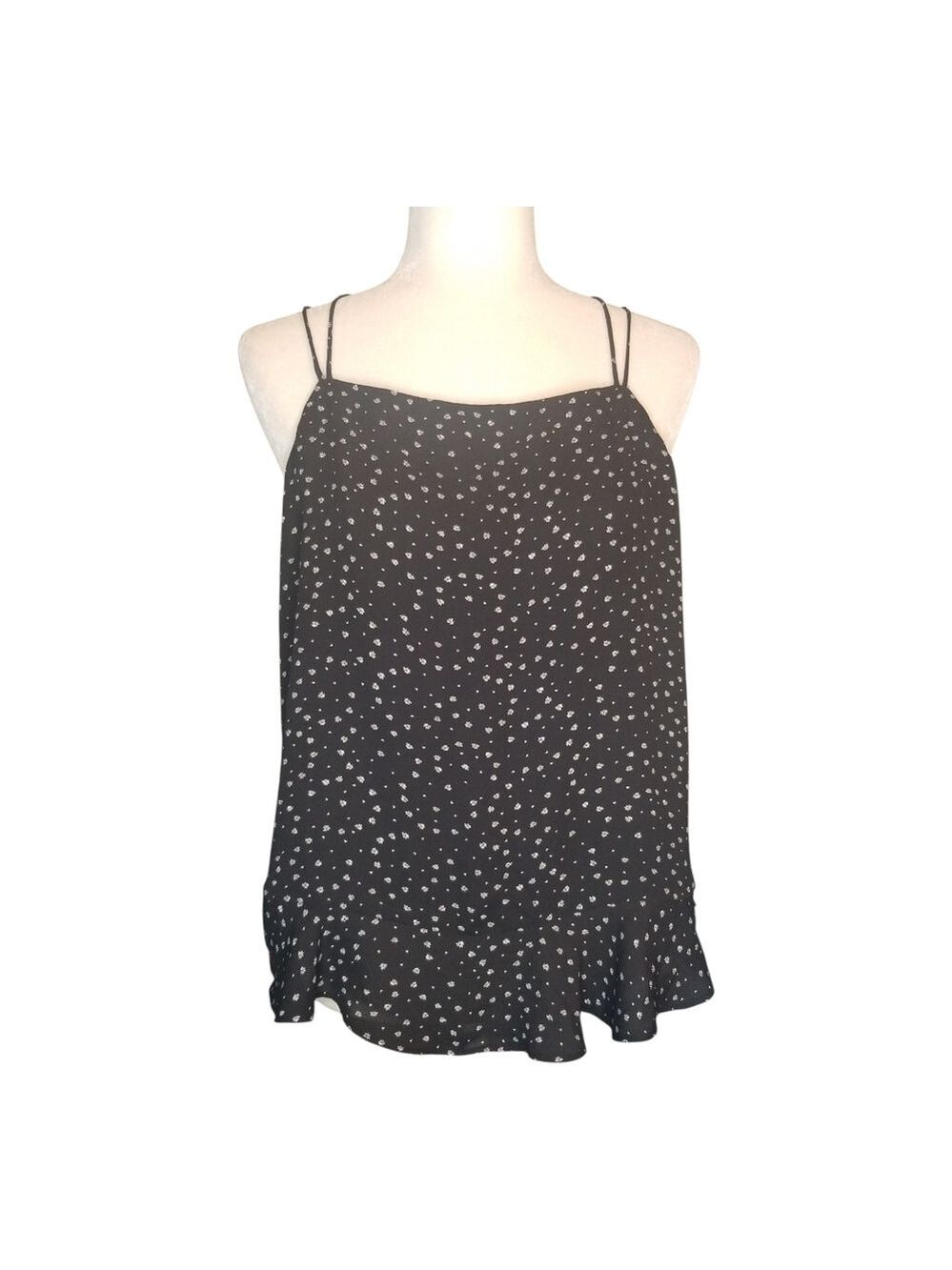 LOFT Strappy Black and White Star Print Cami